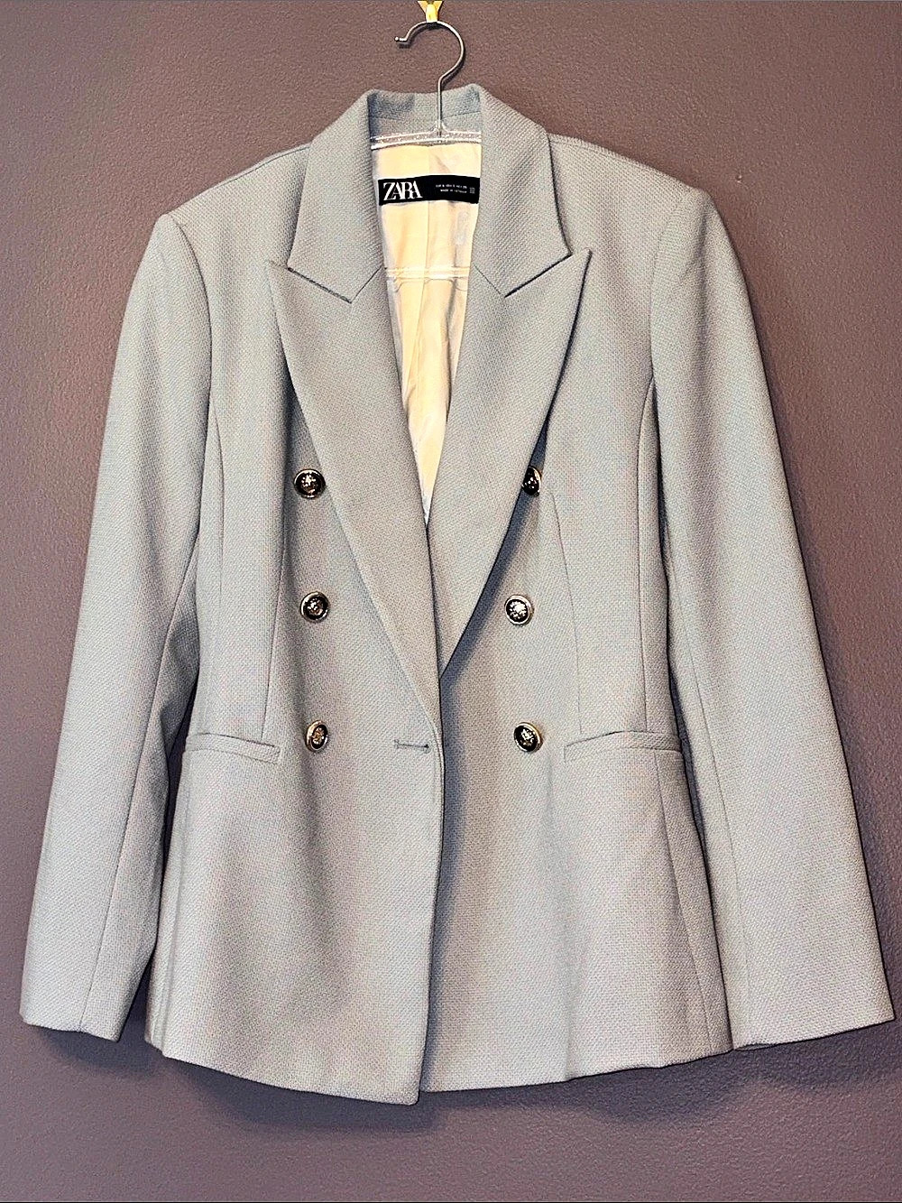 Zara Double-Breasted Blazer in old money blue Size Small NWOT